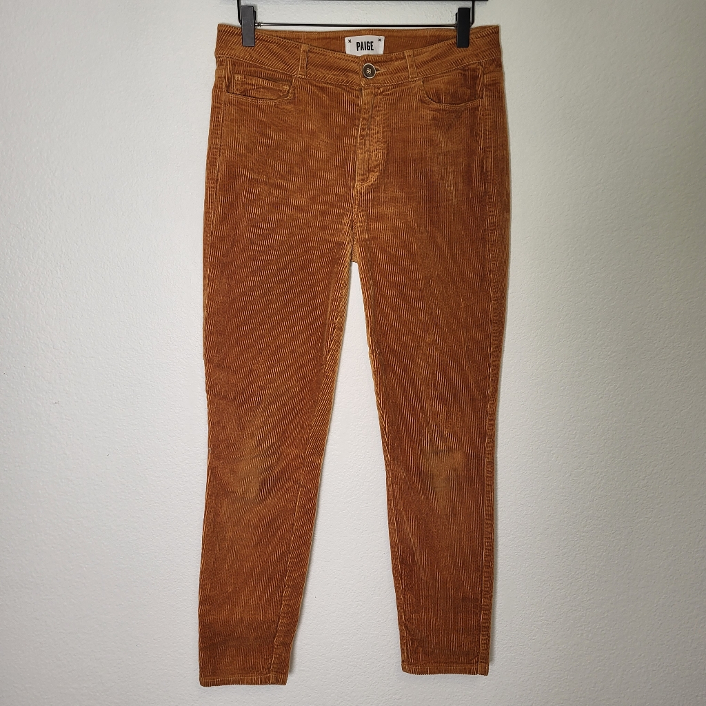 Anthropologie Exclusive Paige Hoxton Ankle Corduroy Jeans Size 28 In Marigold